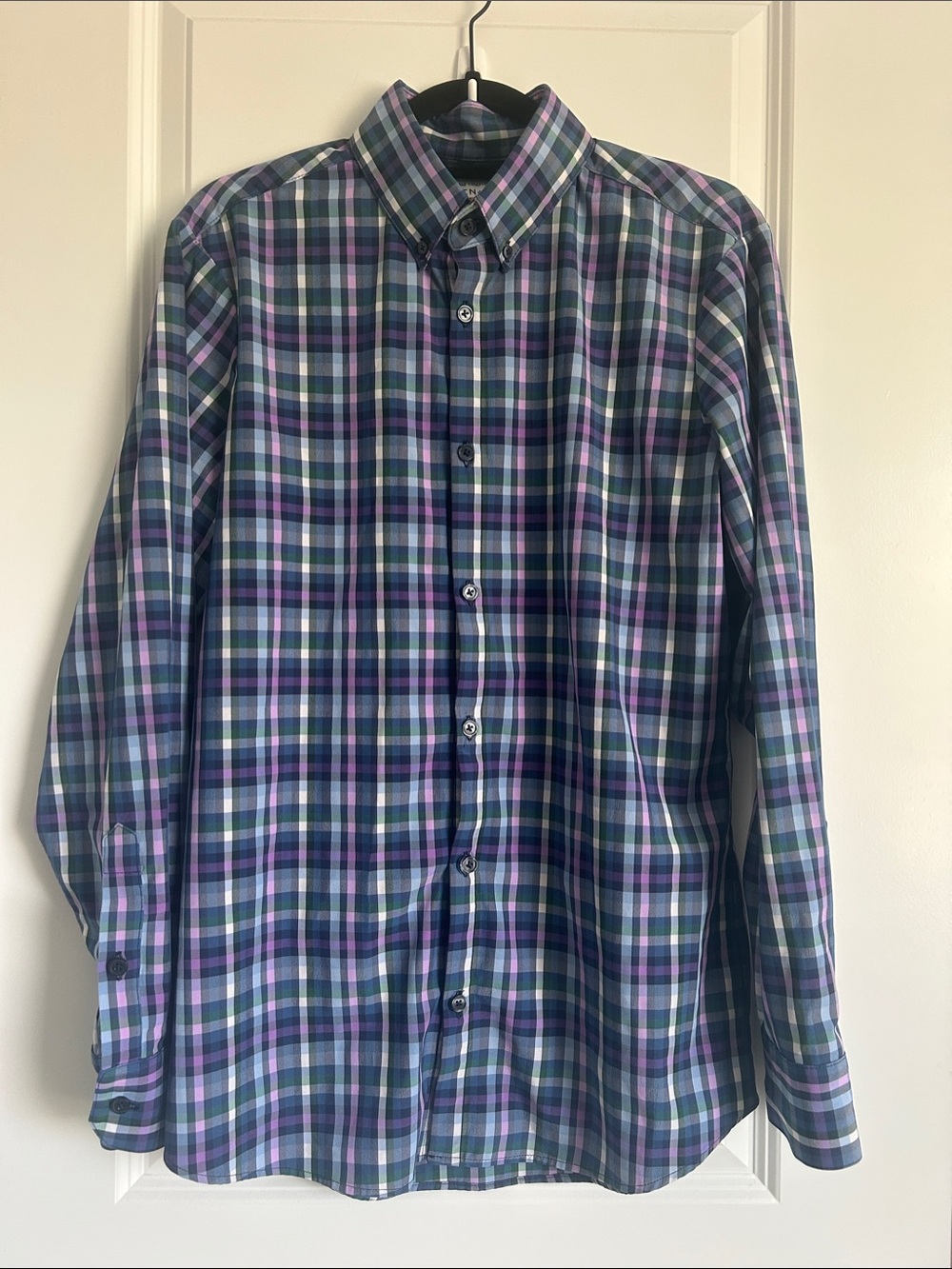 Mizzen+Main Purple, Blue & Green Plaid Button-Down Shirt